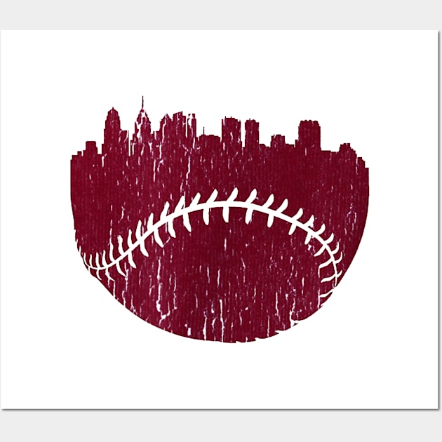 Philadelphia PA Cityscape Baseball Retro Wall Art by Chicu